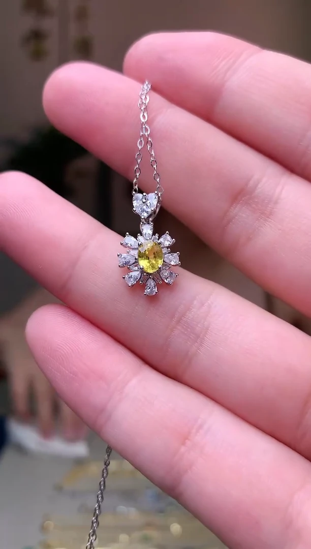 颈饰蓝宝石银S925镶嵌吊坠