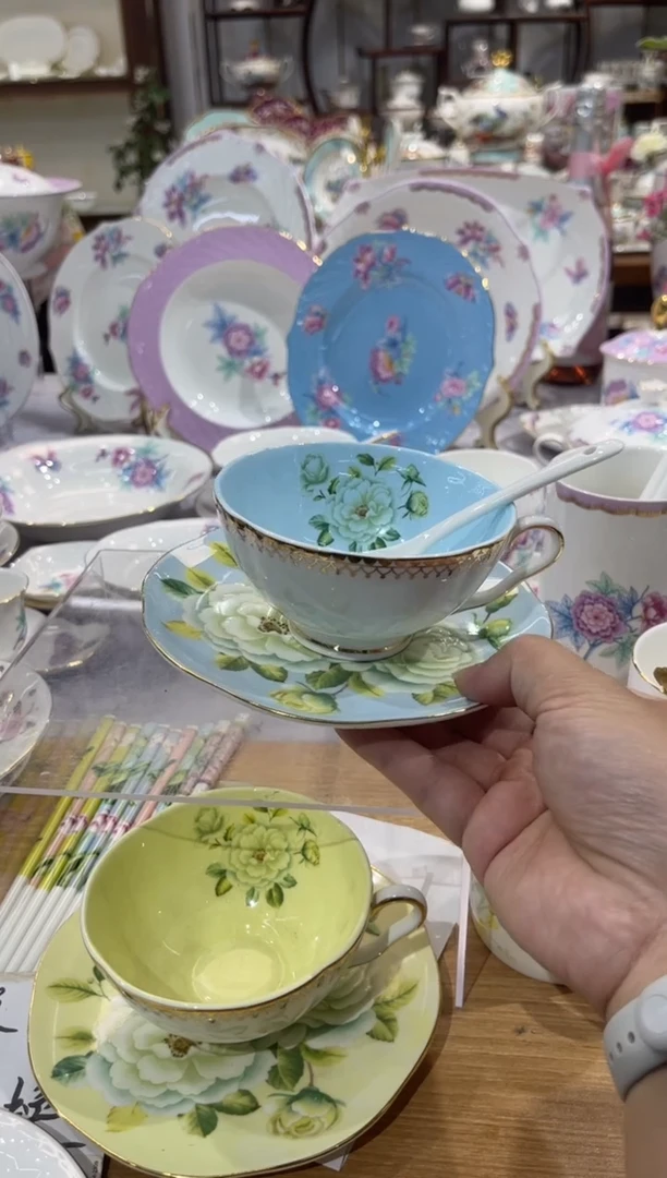 45%以上骨粉骨瓷咖啡杯碟配白勺