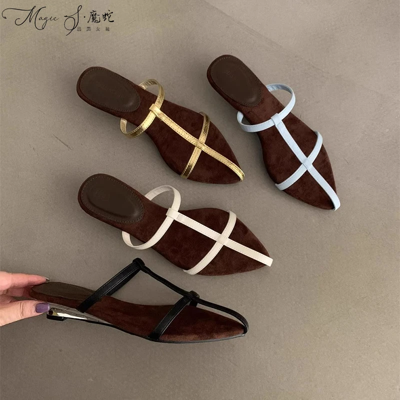 【万达撤柜】坡跟配裙子金色时尚尖头外穿仙网红子2025新款夏季黑色