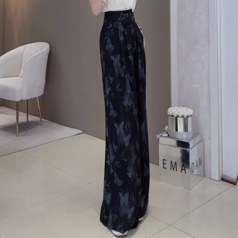 【橙子定制】新款百搭时尚美式高街蝴蝶显瘦遮肉阔腿裤#27721-2