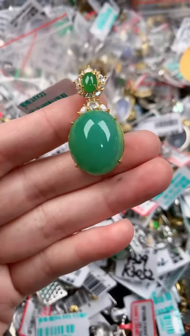 银S925镶嵌戒指翡翠999           1