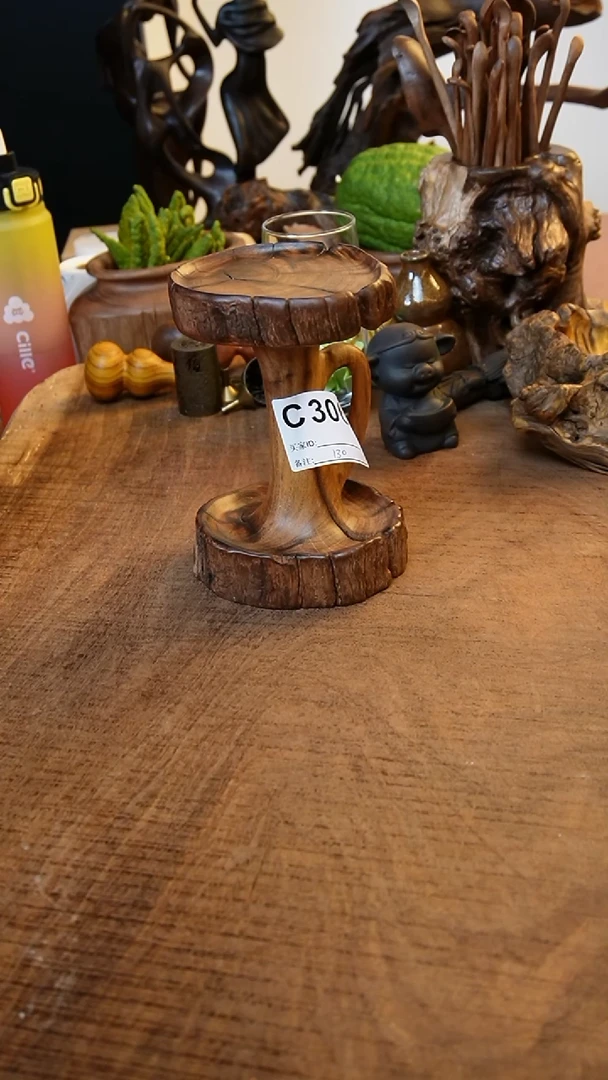 C306鹰瞳手作硬木工艺烛台