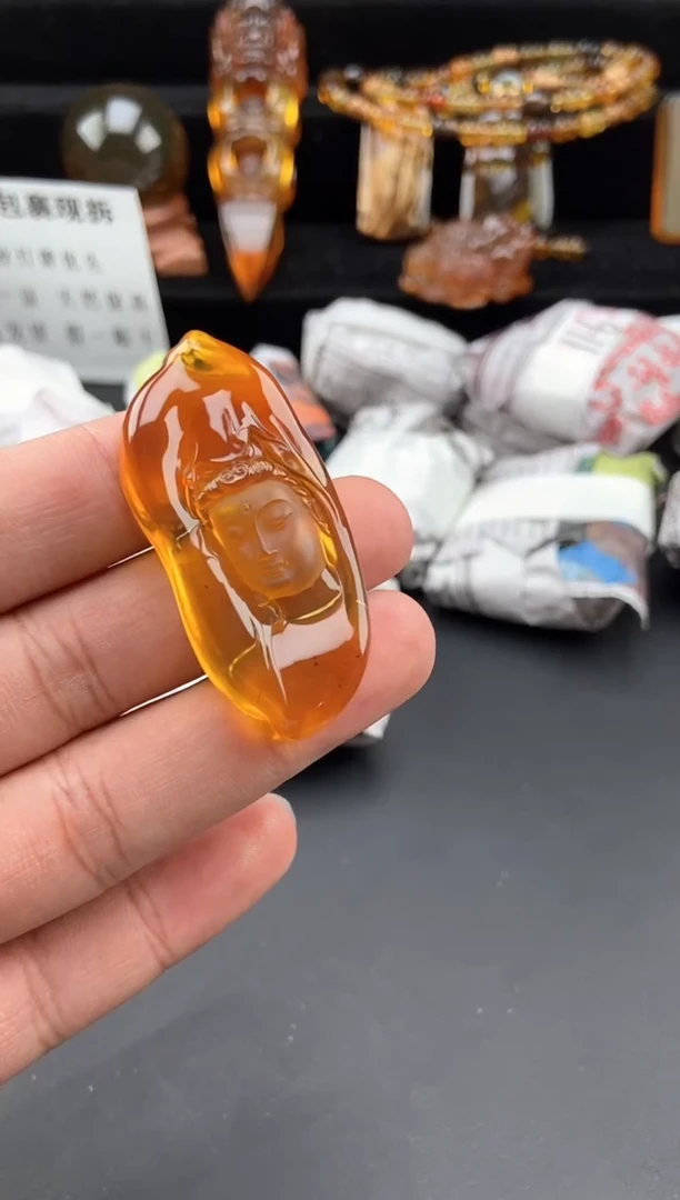 【闪购商品】琥珀颈饰未镶嵌观音吊坠