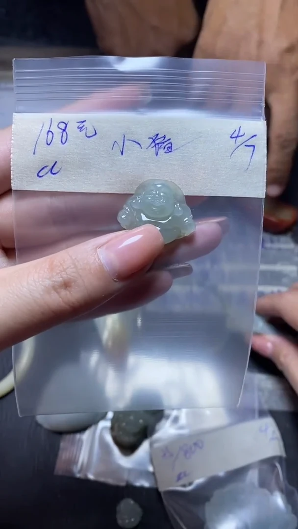 定制翡翠未镶嵌小***猪佛公挂件