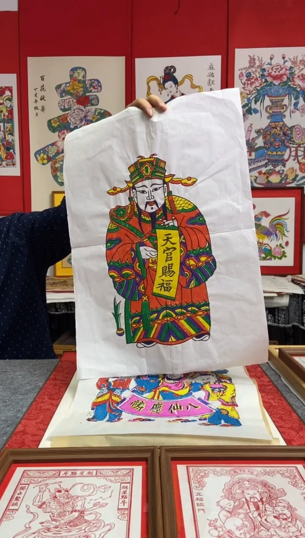 傻**?天官赐福红色卷轴手工制作精品