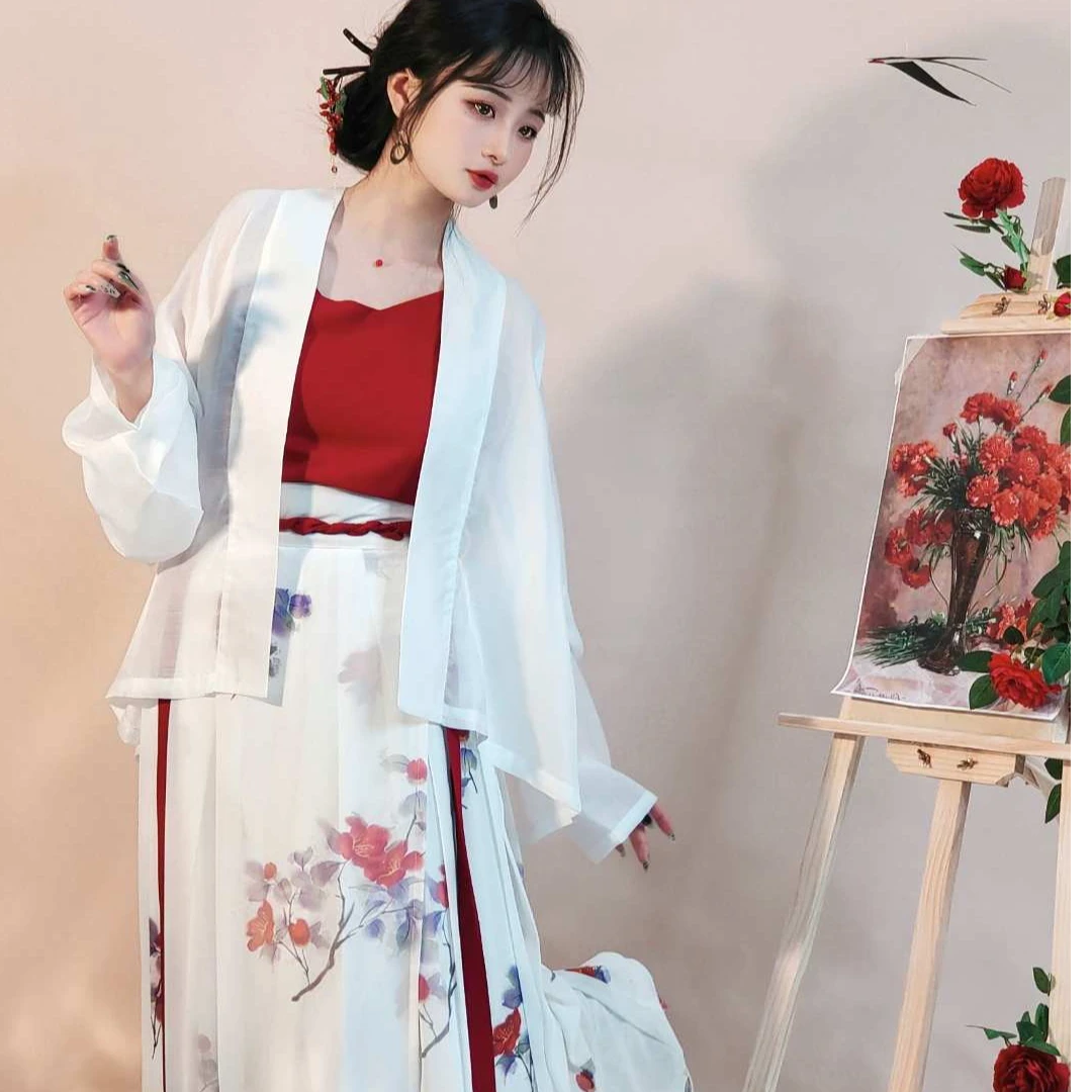 钰惠专属山茶花含衬裤汉元素宋制不透百季宋百迭裙齐腰夏季汉服