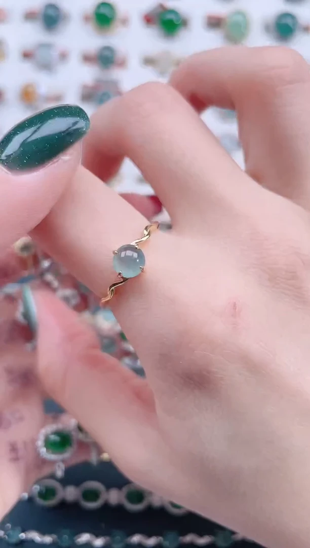 银S925镶嵌戒指翡翠天然翡翠