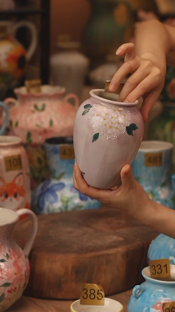 陶瓷172景德镇设计师手作花器摆件侘寂风