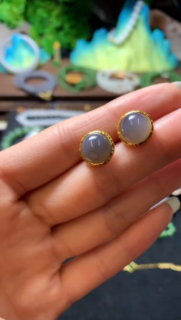 【闪购商品】和田玉耳饰银S925镶嵌耳钉