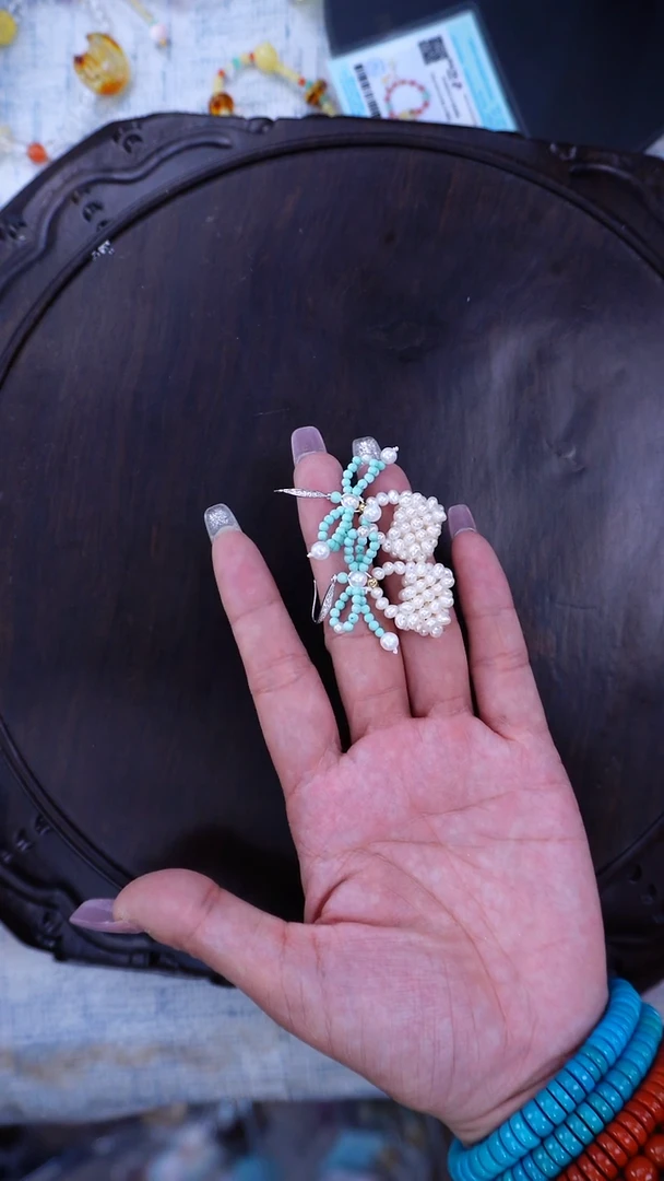 银S925镶嵌耳饰淡水珍珠多样性发货其一