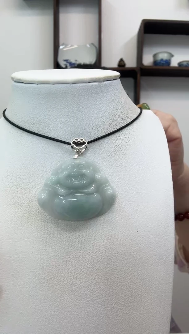 颈饰银S925镶嵌翡翠佛公