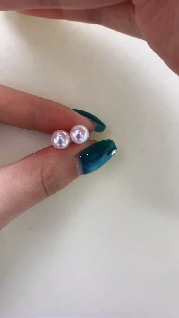 18K金镶嵌海水珍珠DA  耳钉 7-8 gd002