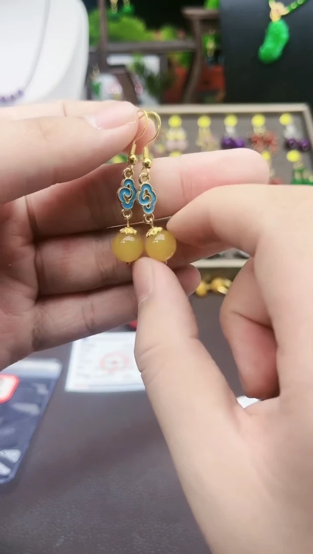 【闪购商品】玛瑙/玉髓耳钉银S925镶嵌533000