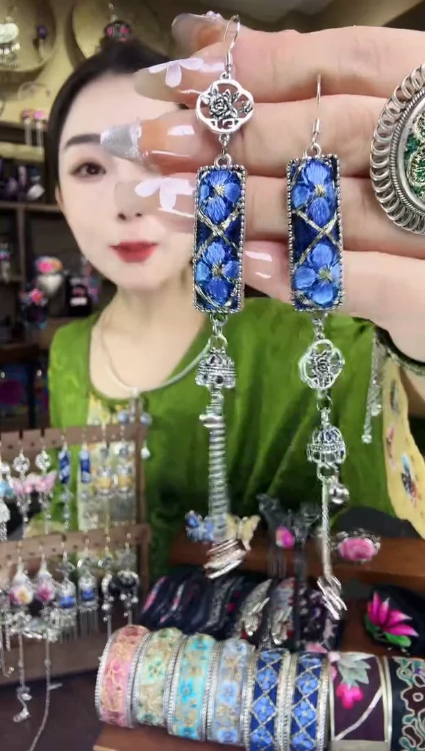 刺绣非遗刺绣民族风耳环
