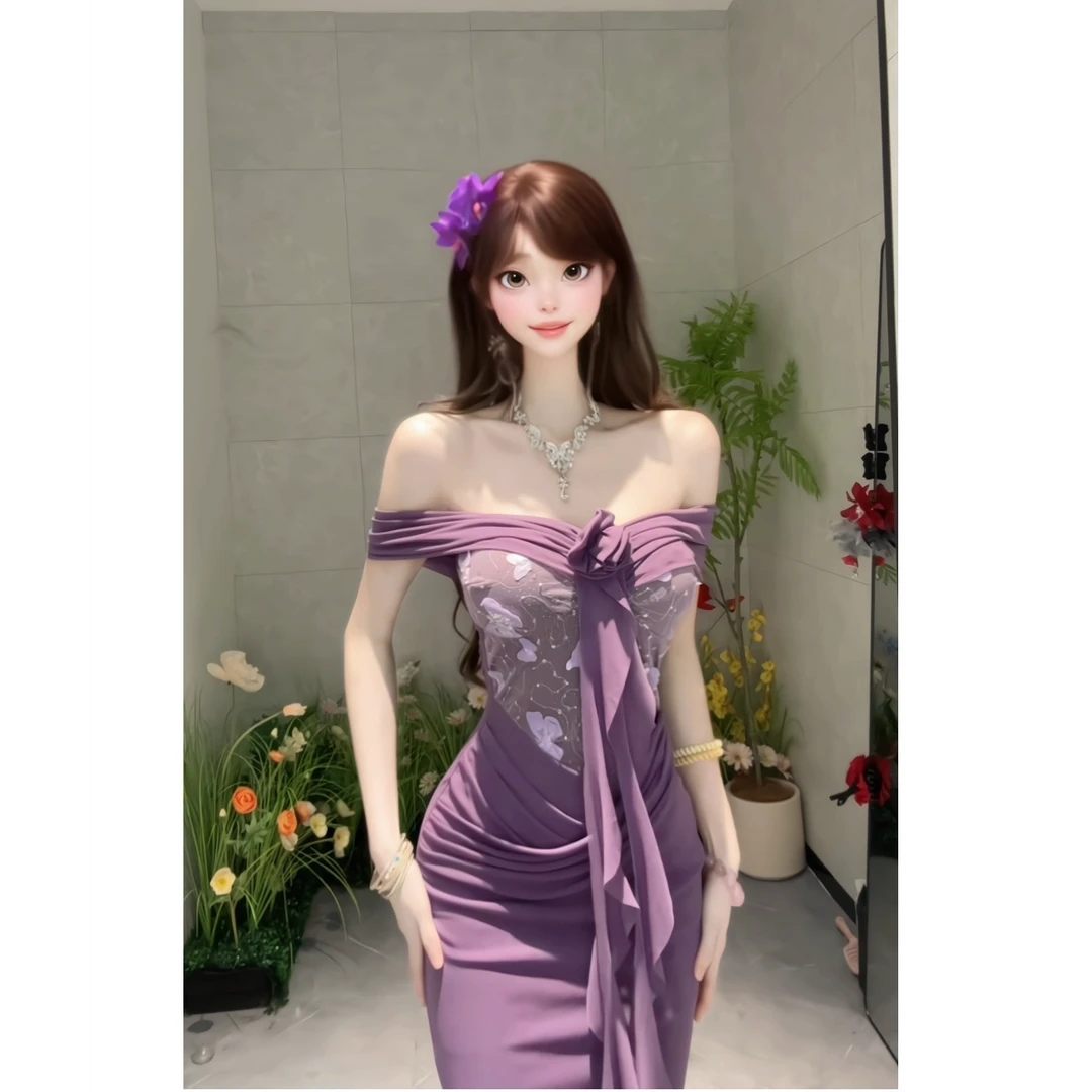 白白【童话镇】小众原创设计立体蝴蝶遮肉纯欲连衣裙 LBBYN49017