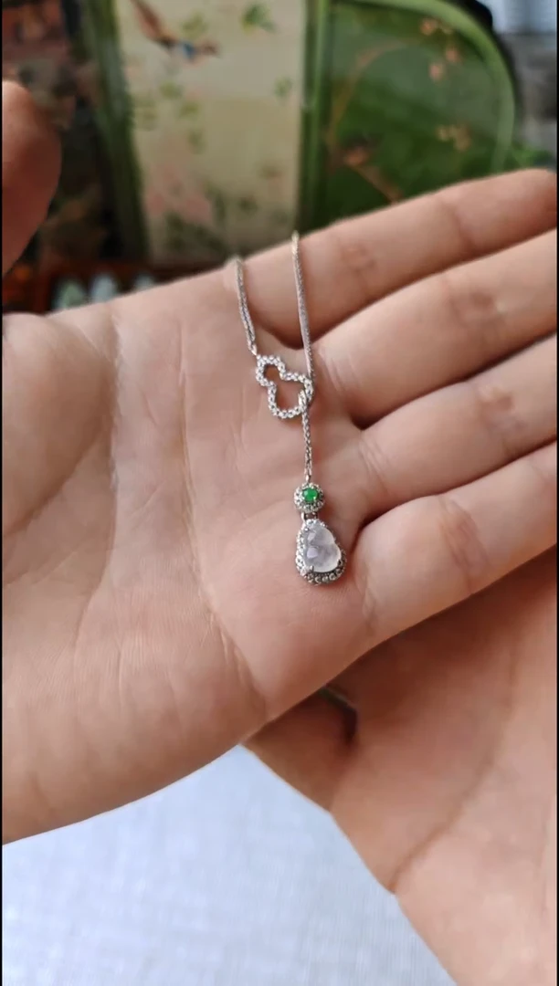 翡翠银S925镶嵌颈饰翡翠颈饰S925银镶嵌