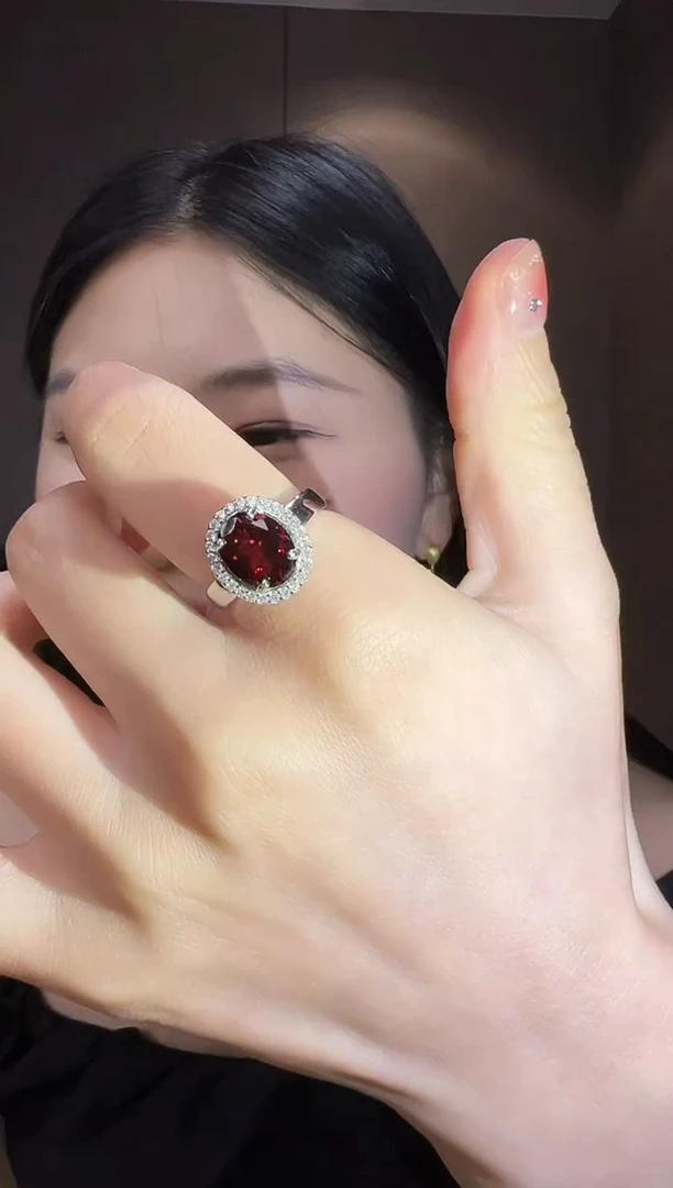 银S925镶嵌戒指石榴石18【主石5ct】