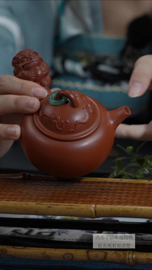 茶壶紫砂清水泥喜狮连连壶嵇芳手作