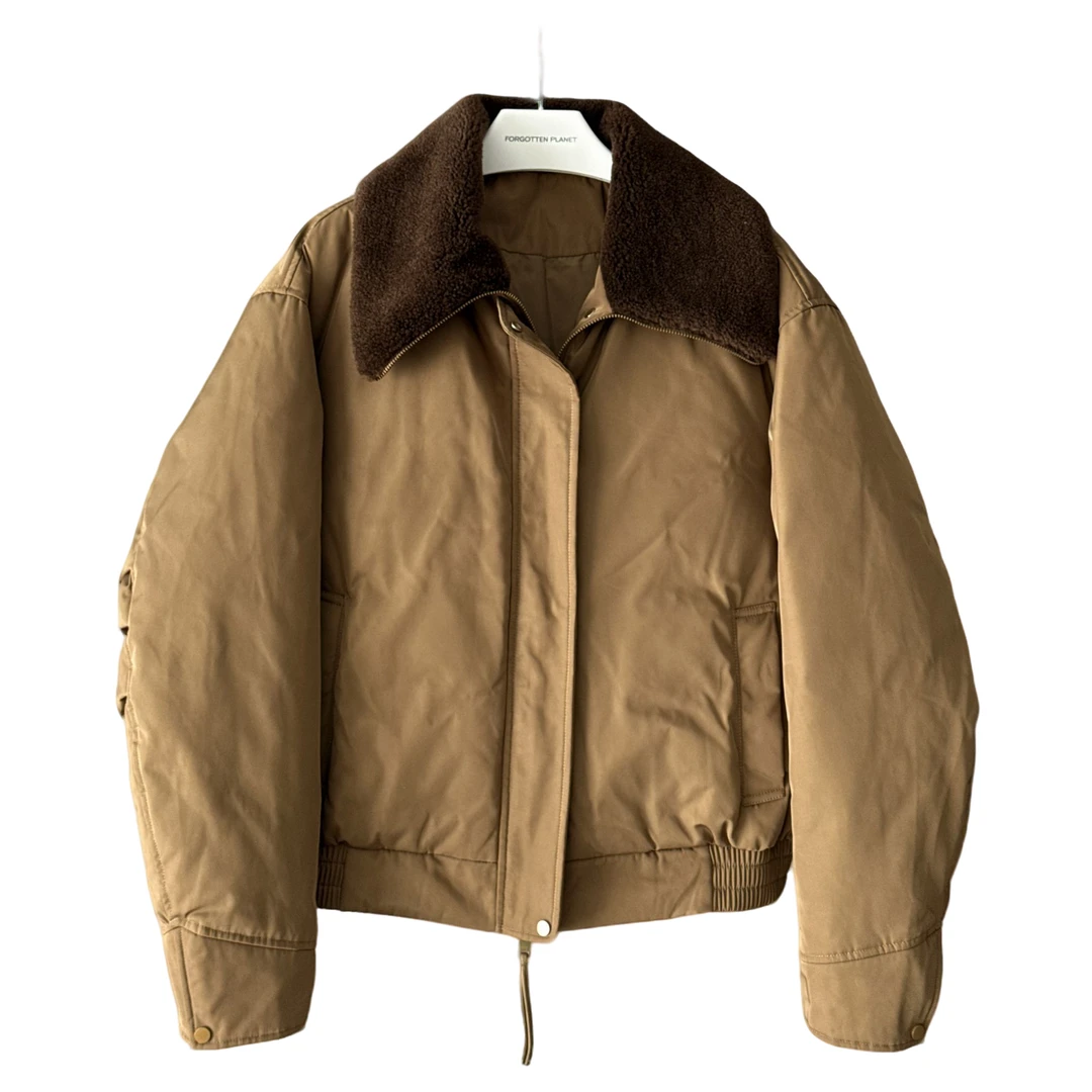 【WANGXUNXUN】羊毛领羽绒服外套