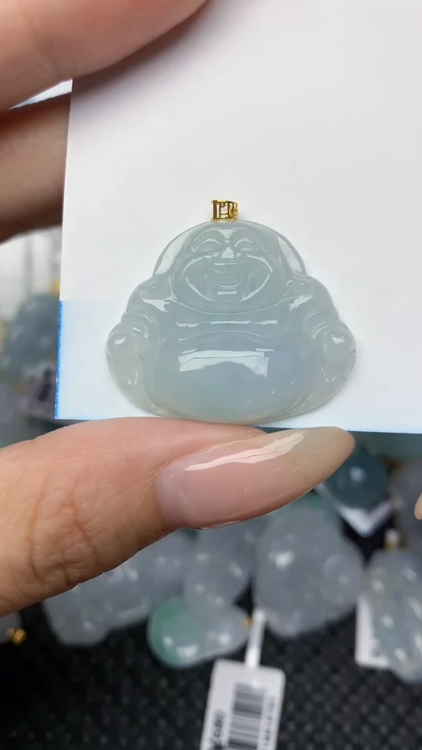 翡翠18K金镶嵌颈饰天然翡翠a货
