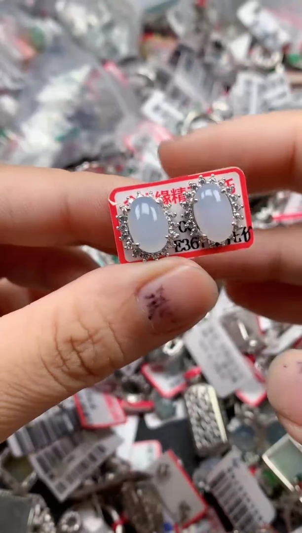 银S925镶嵌戒指翡翠天然A货缅甸翡翠