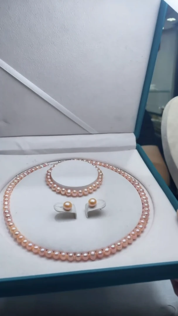 淡水珍珠未镶嵌套链+耳饰无核552946-F35-多样性发其—