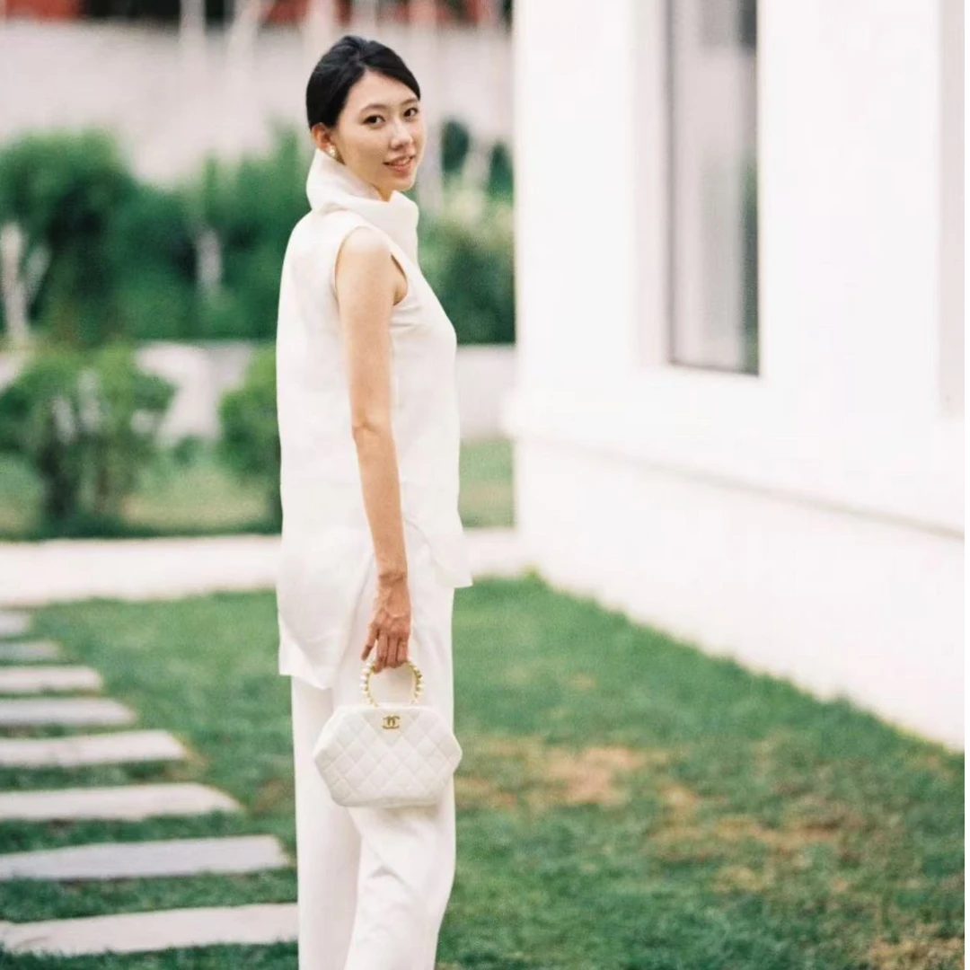 95新 Chanel/香奈儿 香奈儿21k手提包 珍珠手柄白色