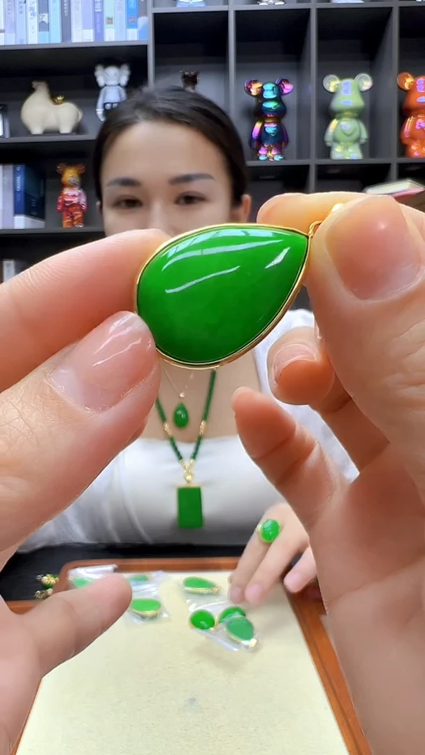 翡翠14K金镶嵌颈饰丹丹diy劲饰