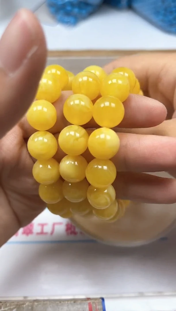 未镶嵌蜜蜡裸石M53白花蜜蜡12mm6颗9元