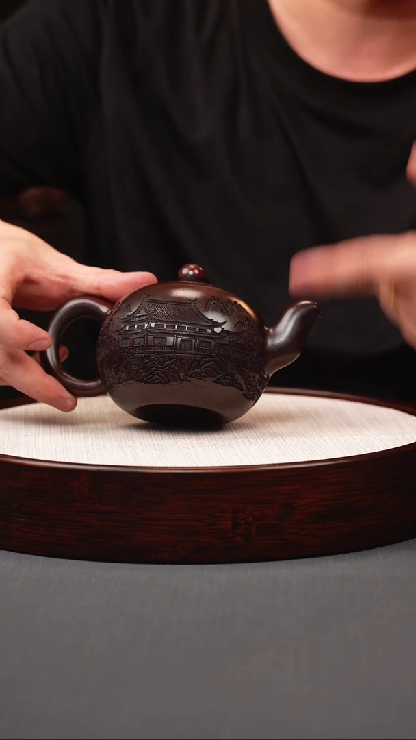 茶壶紫砂铁血红一粒珠