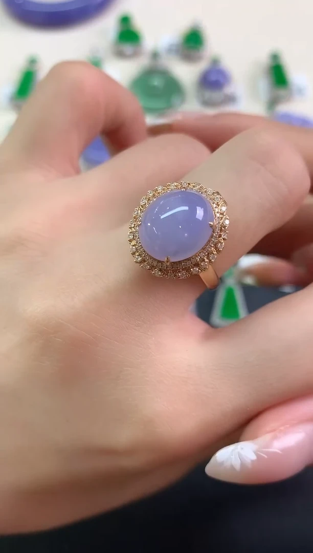 18K金镶嵌戒指翡翠戒指|8800两用款