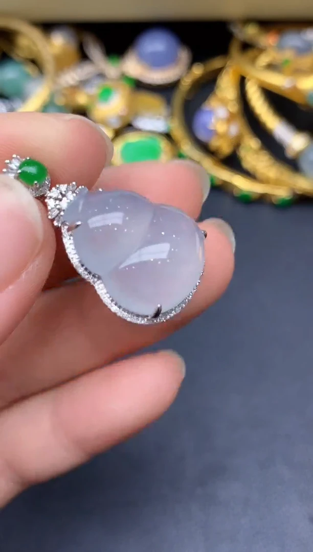 颈饰18K金镶嵌翡翠348-雪姐翡翠天天见