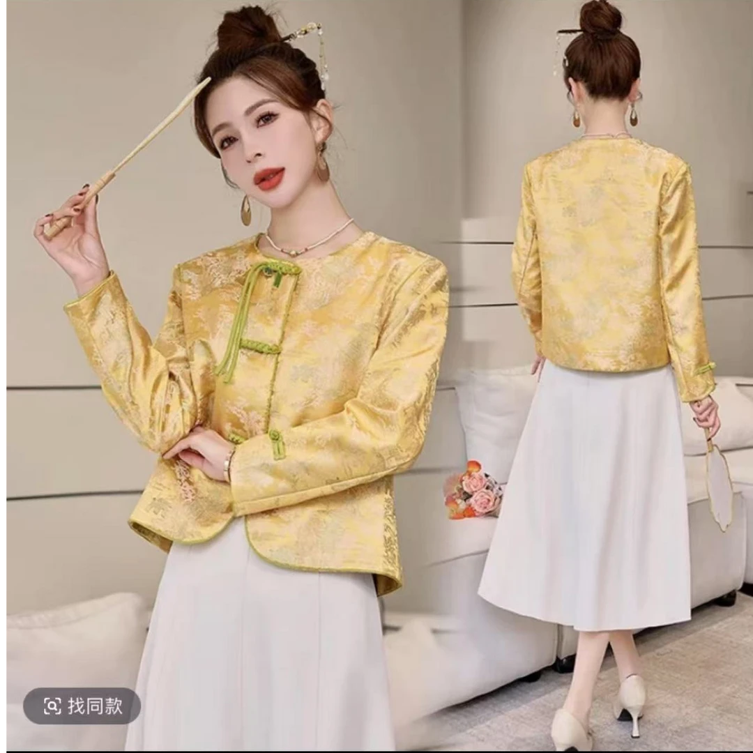 提花上衣中式气质网红春季复古2538
