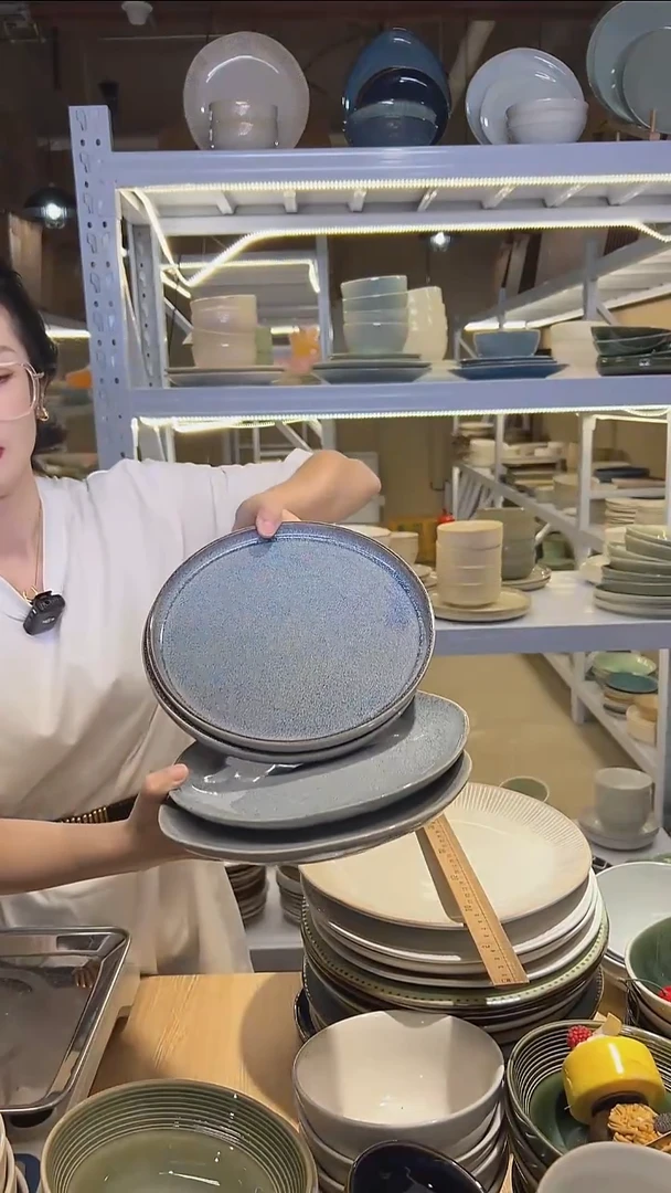 瓷146（八寸）外贸尾货高温釉下彩陶瓷餐具默认微瑕