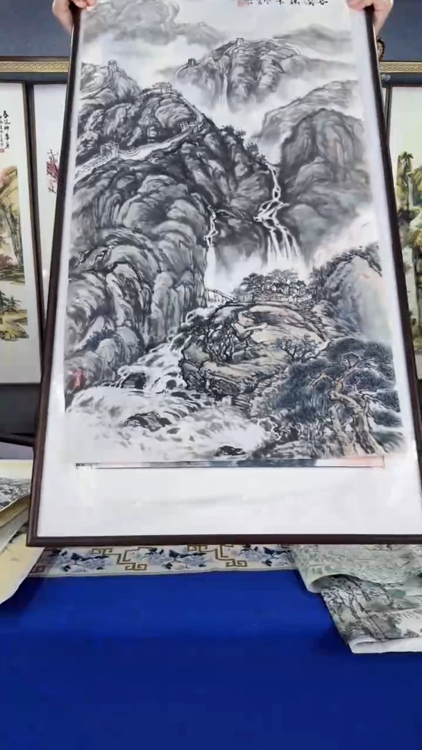 国画山水精品 实木画框60*120