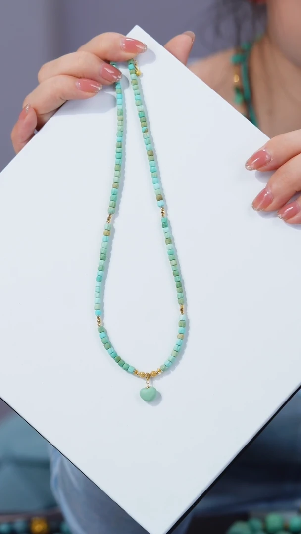 绿松石18K金镶嵌项链11