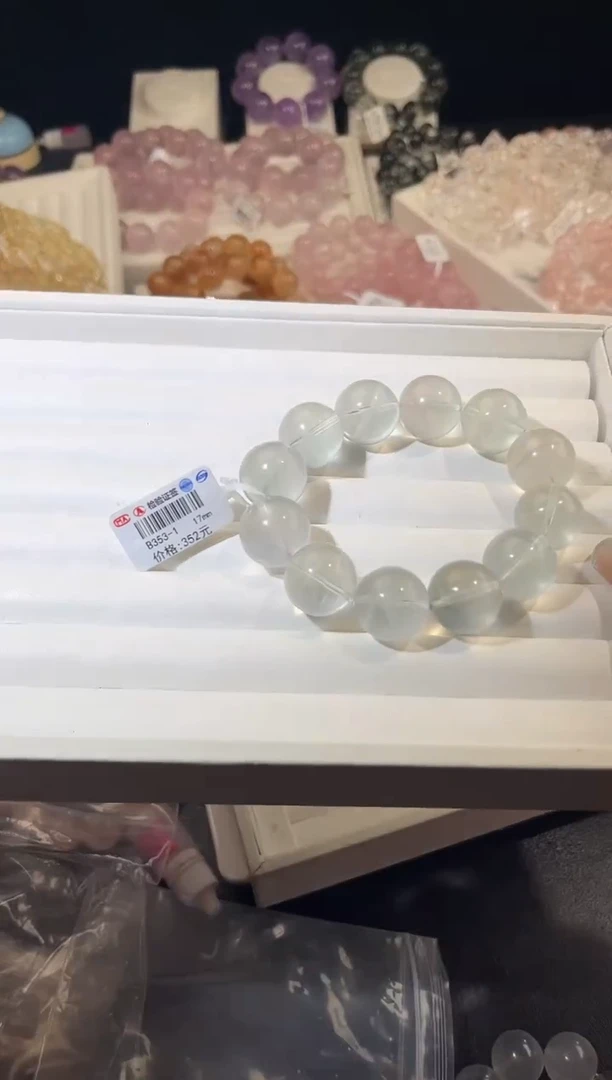 未镶嵌手链萤石多样性发一Q75奶绿17mm