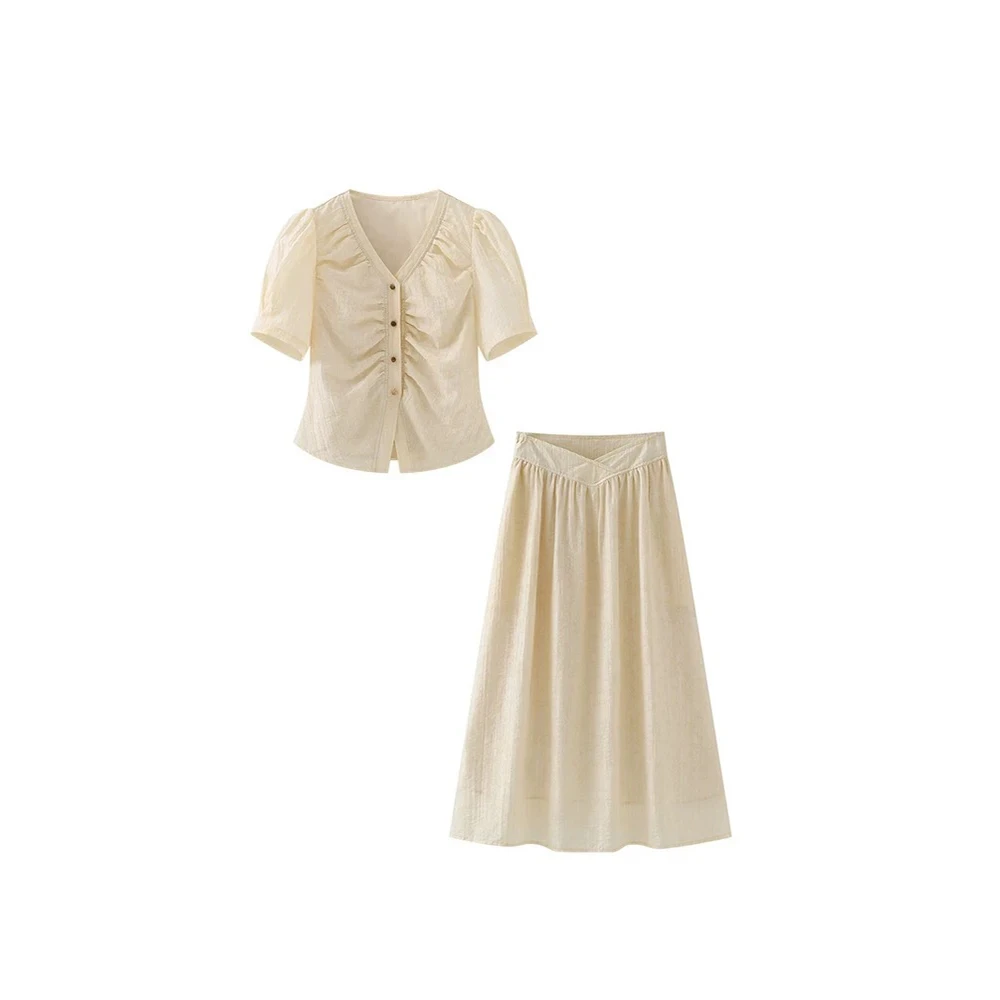 珩绣2025新款洋气减龄淑女短袖显瘦半身裙气质夏套装2988