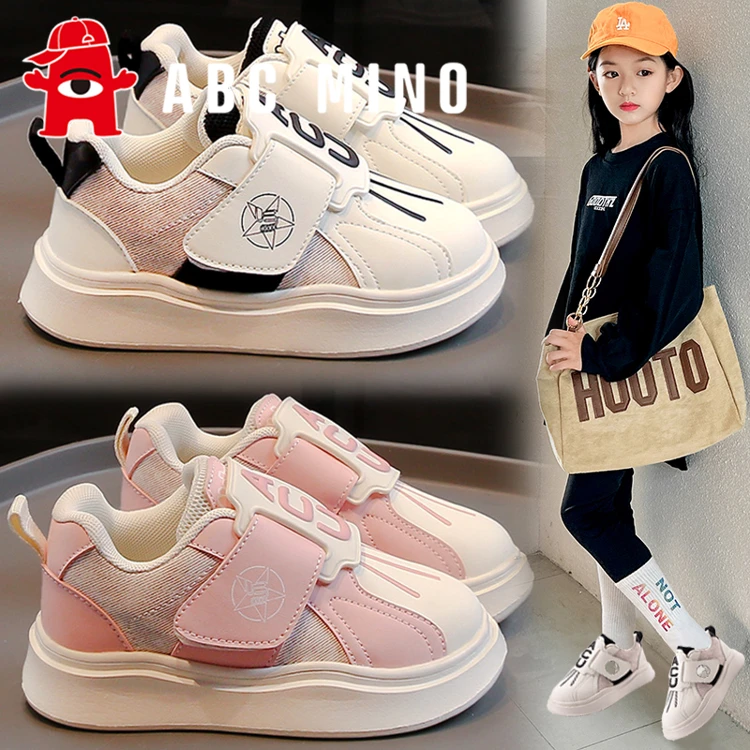 ABC MINO女童鞋子秋季2025新款儿童帆布板鞋女孩休闲运动小白鞋