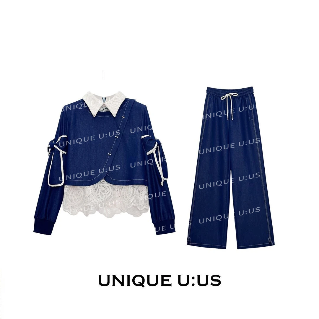 UNIQUE U:US【蓝色恋人编号04】精致设计风气质女装裤装套装250092