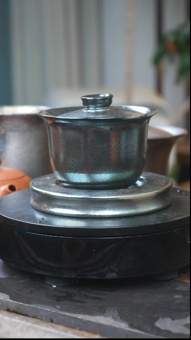 【闪购商品】建水紫陶柴烧盖碗（含底座）