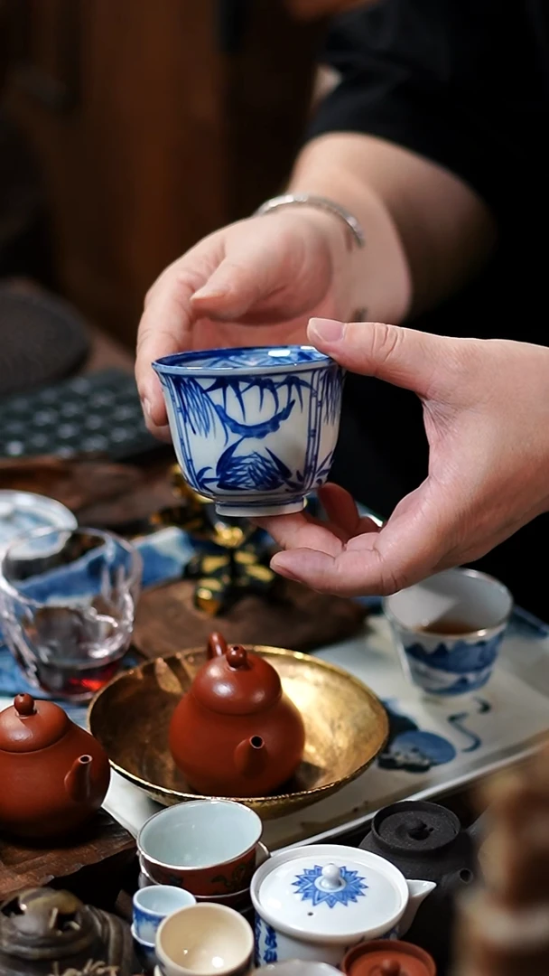 闪购43号 青花茶杯功夫茶道具