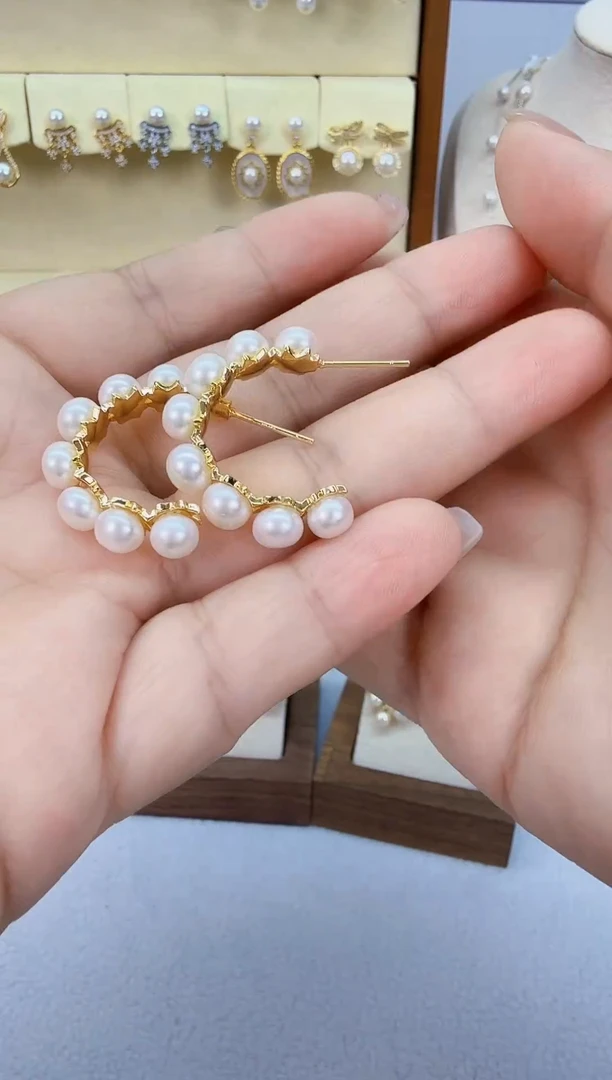 未镶嵌耳饰淡水珍珠金