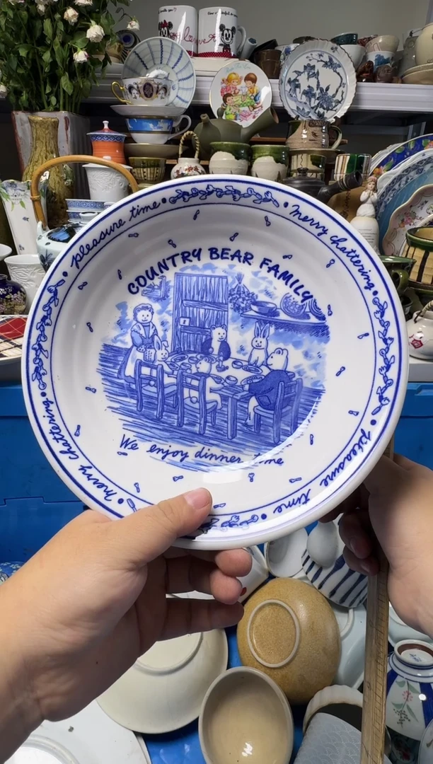 中古瓷器，默认微瑕-029.小兔子盘