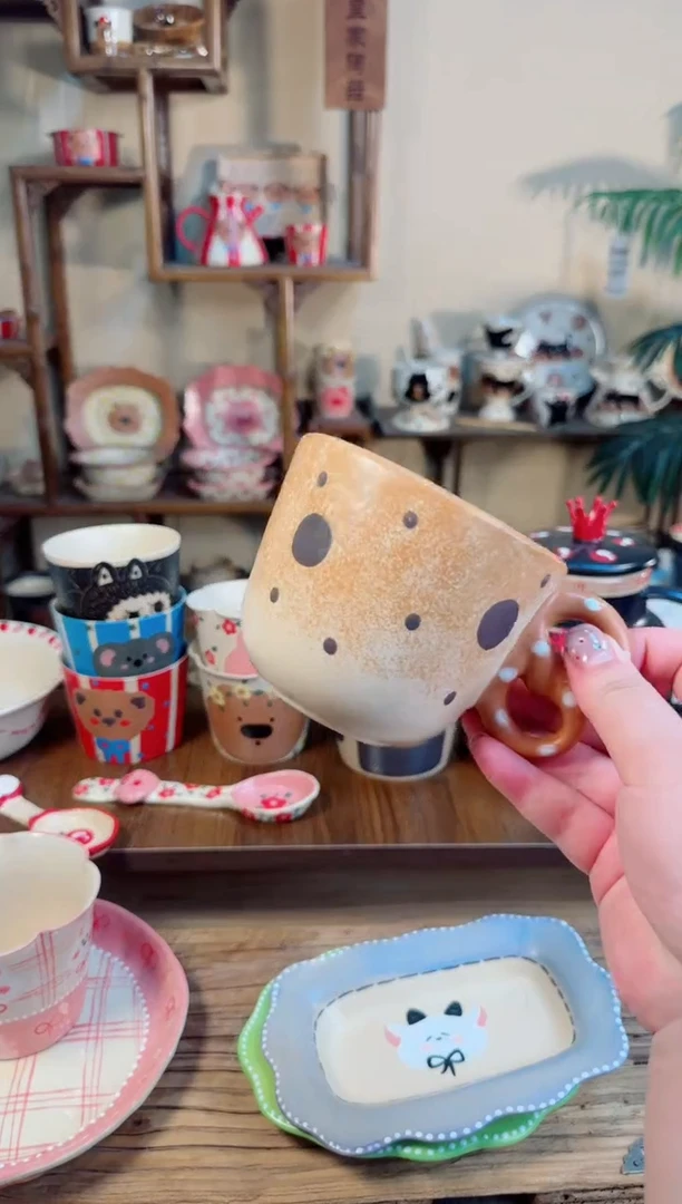 珍珠点点杯子【十里高温釉下彩陶瓷】