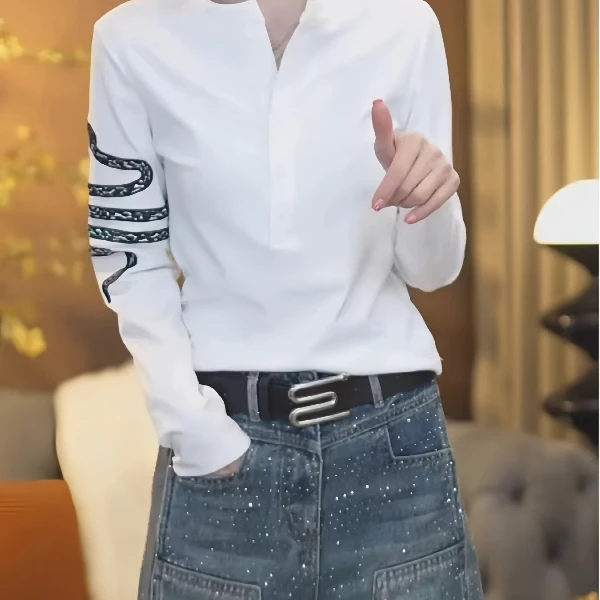 大码2025秋季新款纯棉长袖t恤女显瘦内搭气质洋气独特别致上衣ins