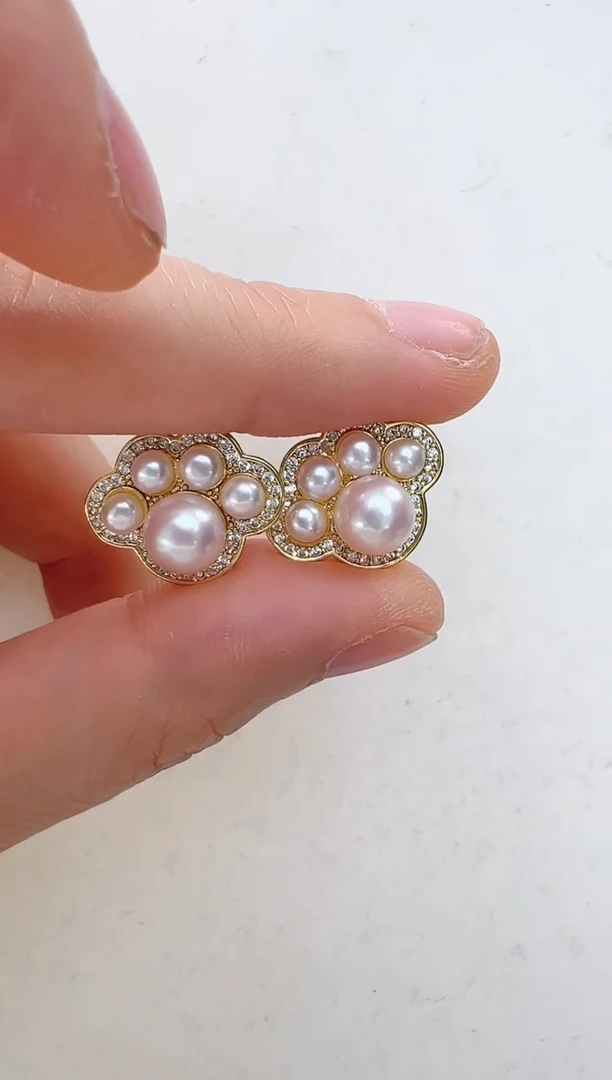 【闪购商品】淡水珍珠耳饰合金金色爪子