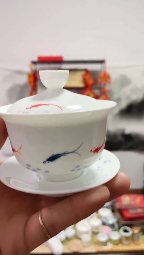 【闪购商品】【瓷心匠物】直播间福利专款鱼元宝盖碗