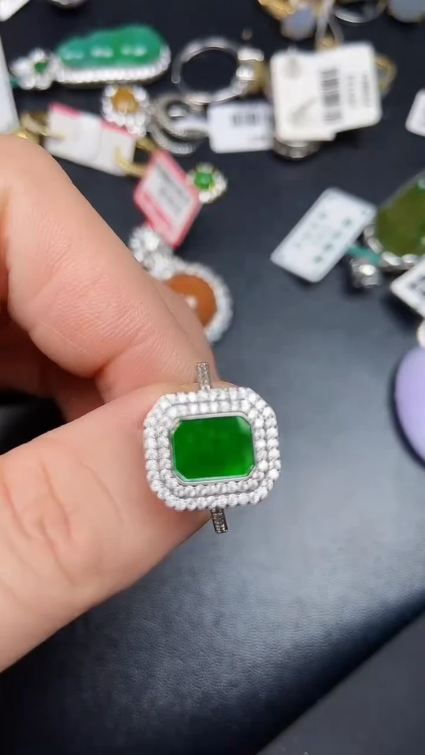 银S925镶嵌戒指翡翠5300