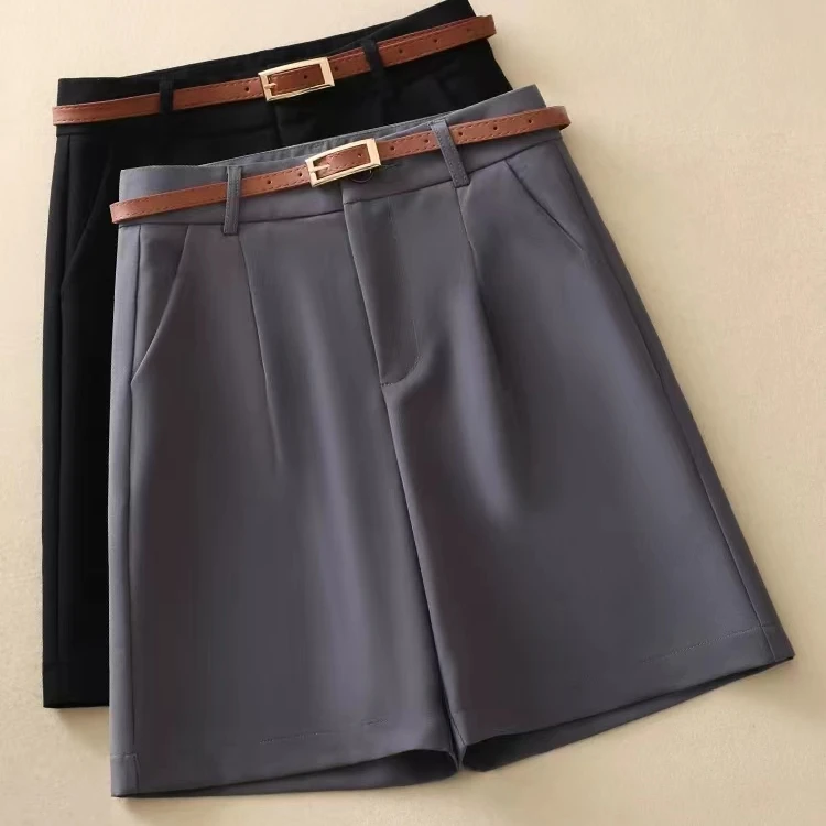 )西装五分裤女薄款高腰宽松显瘦阔腿裤休闲中裤韩系